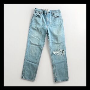 ABERCROMBIE 90S ULTRA HIGH RISE STRAIGHT JEANS 27 SHORT Distressed Light Wash